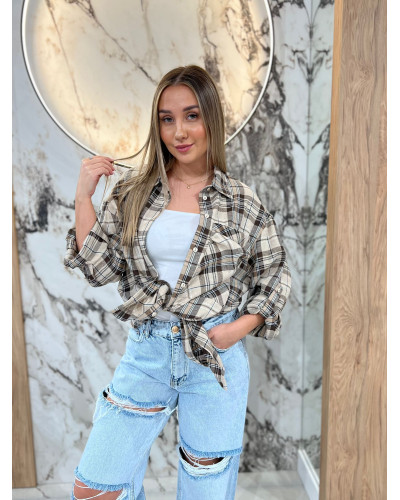 Koszula w kratę By o la la...! kakao