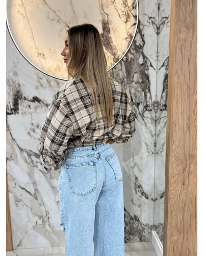 Koszula w kratę By o la la...! kakao