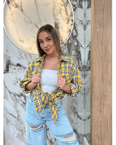 Koszula w kratę By o la la...! żółta