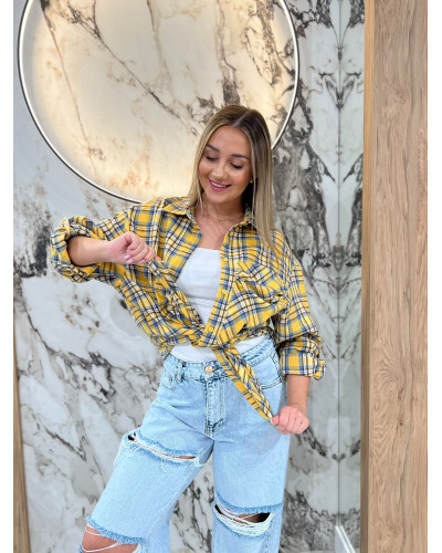 Koszula w kratę By o la la...! żółta