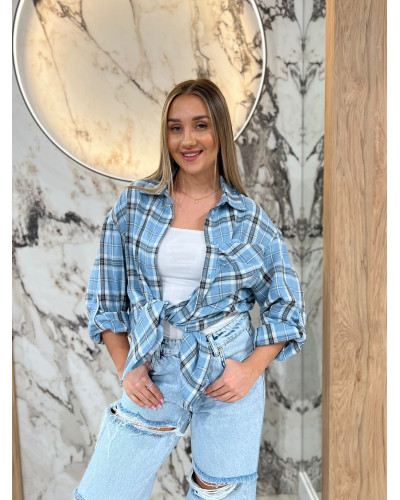 Koszula w kratę By o la la...! niebieska