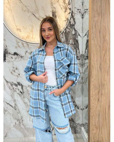 Koszula w kratę By o la la...! niebieska