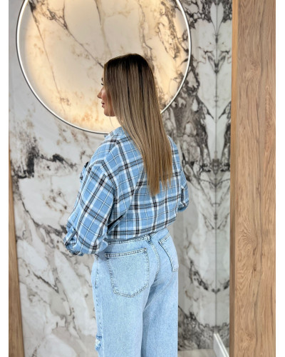 Koszula w kratę By o la la...! niebieska