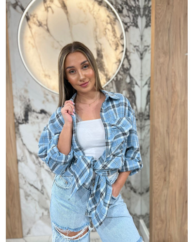 Koszula w kratę By o la la...! niebieska