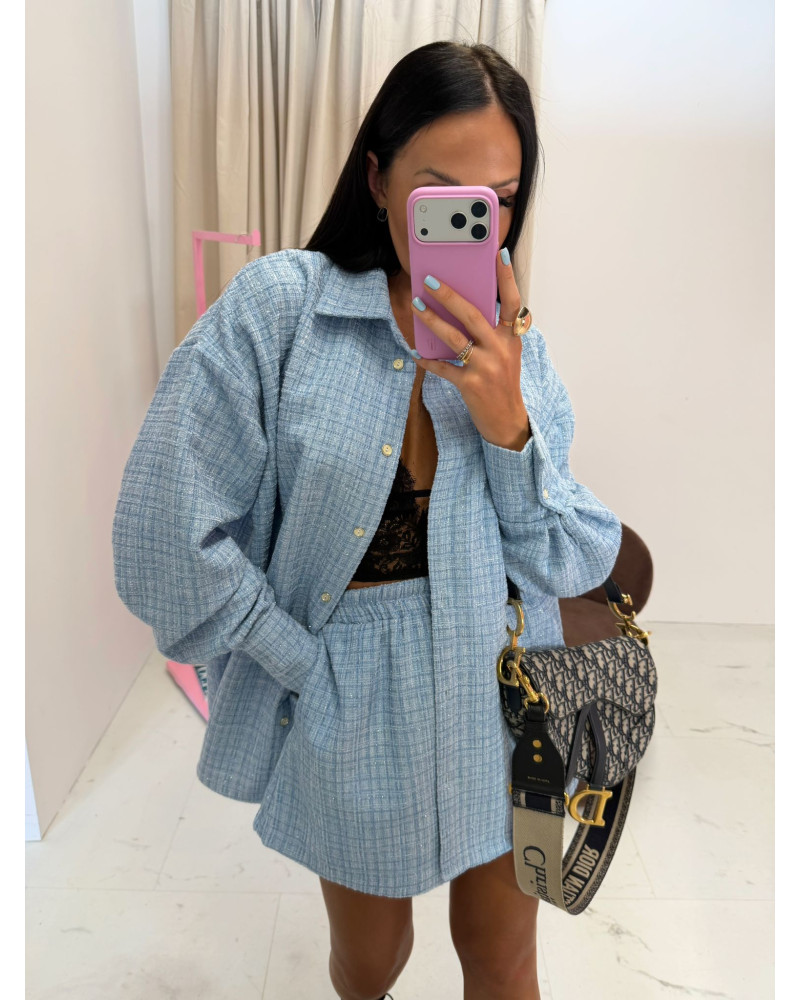 Komplet Chanel koszula + spodenki La Milla niebieski