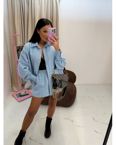 Komplet Chanel koszula + spodenki La Milla niebieski