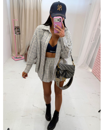 Komplet Chanel koszula + spodenki La Milla śmietanowy z granatem