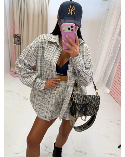 Komplet Chanel koszula + spodenki La Milla śmietanowy z granatem