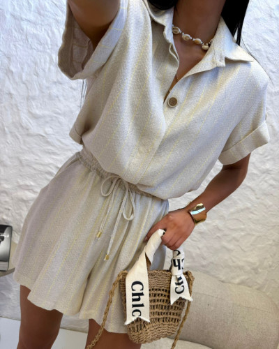 Komplet lniany La Milla beżowy