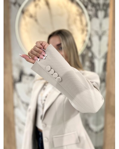 Marynarka materiałowa taliowana By o la la...! beżowa