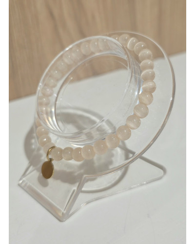 Bransoletka Olivia By o la la...! transparentna beżowa ze złotym medalikiem