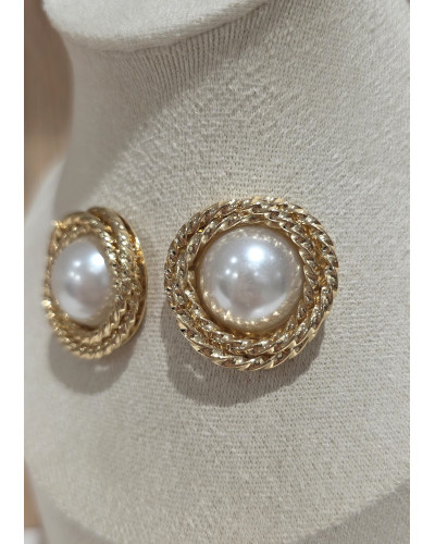 Kolczyki Vintage z perłą złote