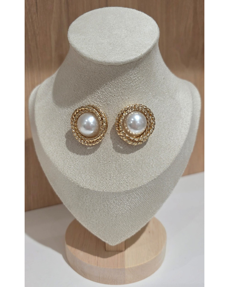 Kolczyki Vintage z perłą złote