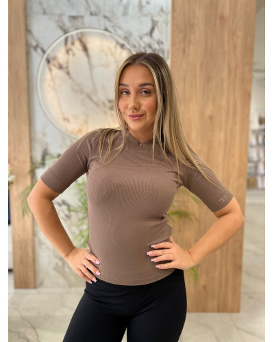 Basic prążkowany z logowanym rękawem By o la la...! kakao