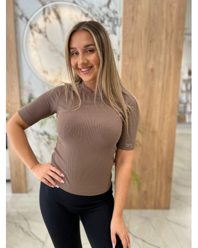 Basic prążkowany z logowanym rękawem By o la la...! kakao