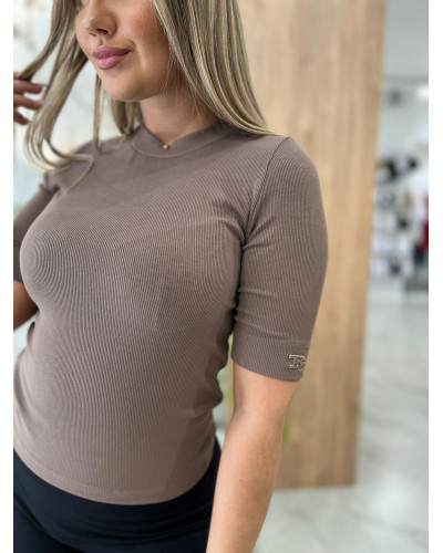 Basic prążkowany z logowanym rękawem By o la la...! kakao