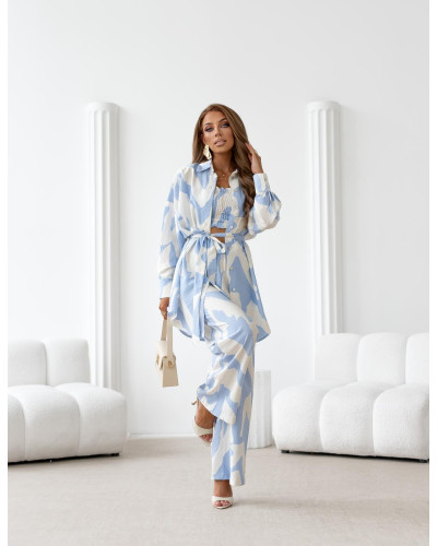 Komplet z lnem 3 w 1 błękitny