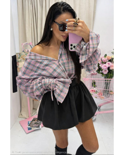 Koszula z wiązanym mankietem La Milla różowa z beżem