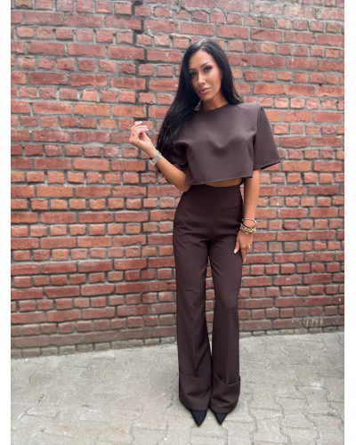 Spodnie z szerokim mankietem La Milla czekoladowe