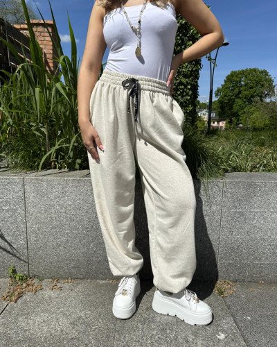 Spodnie dresowe La Milla beżowy melanż