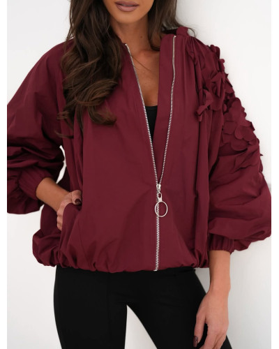 Kurtka bomberka z kwiatami 3D By o la la...! burgundowa