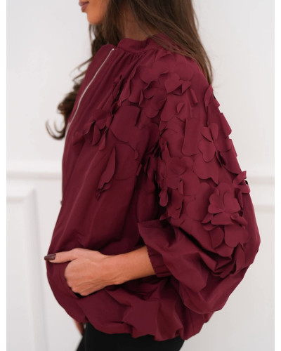 Kurtka bomberka z kwiatami 3D By o la la...! burgundowa