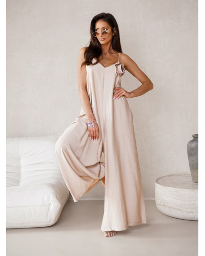 Kombinezon z różą By o la la...! camelowy