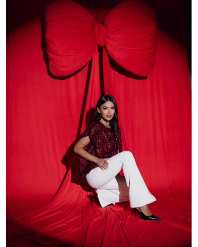 Bluzka cekinowa By o la la...! burgundowa