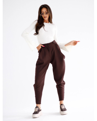 Spodnie materiałowe z wycięciami By o la la...! czekoladowe