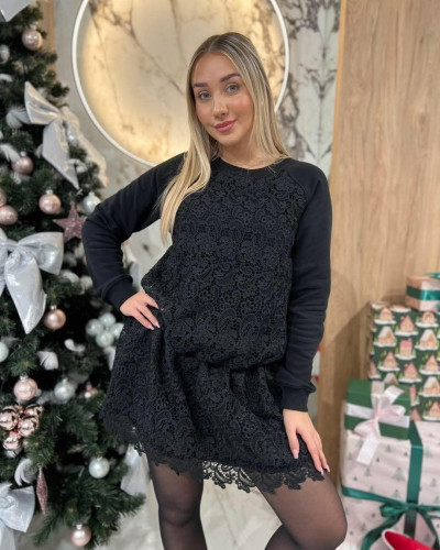 Tunika z gipiurą By o la la...! czarna