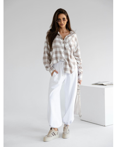 Koszula w kratę z logo na plecach By o la la...! kakao