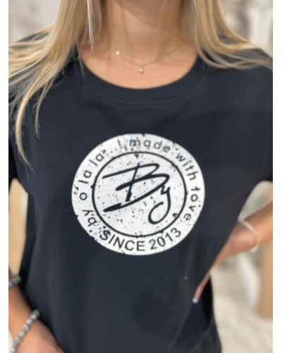 T-Shirt pudełko z okrągłym logo by o la la...! czarny z białym