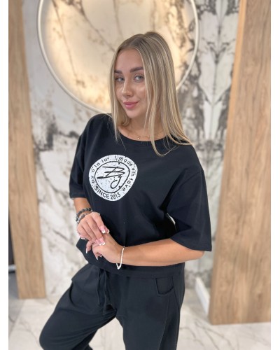 T-Shirt pudełko z okrągłym logo by o la la...! czarny z białym