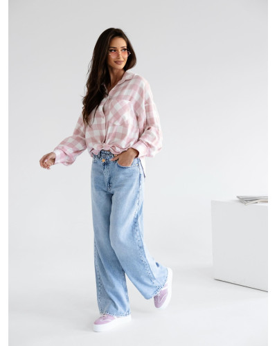 Spodnie jeansowe z asymetrycznym zapięciem By o la la...! błękitne