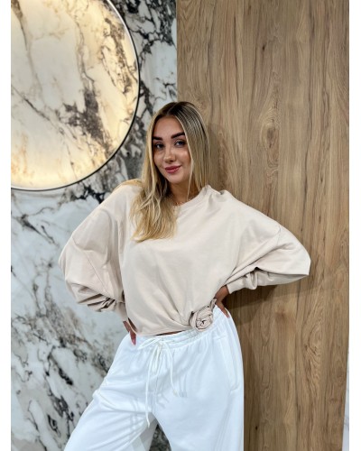 Bluza asymetryczna z różą By o la la...! beżowa