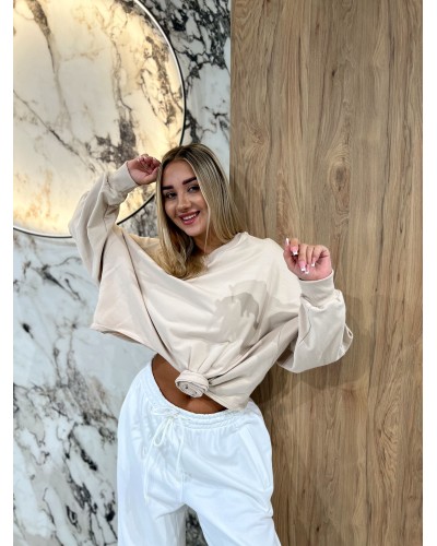 Bluza asymetryczna z różą By o la la...! beżowa