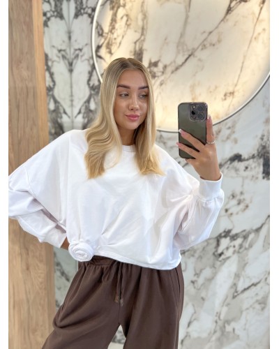 Bluza asymetryczna z różą By o la la...! biała