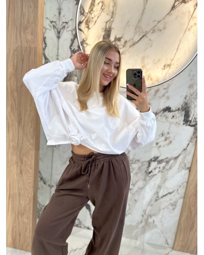 Bluza asymetryczna z różą By o la la...! biała