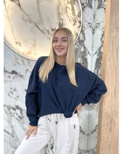 Bluza asymetryczna z różą By o la la...! granatowa