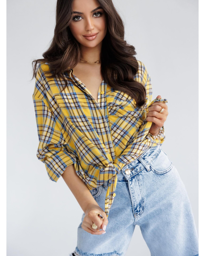 Koszula w kratę By o la la...! żółta