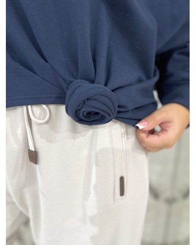 Bluza asymetryczna z różą By o la la...! granatowa