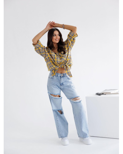 Koszula w kratę By o la la...! żółta