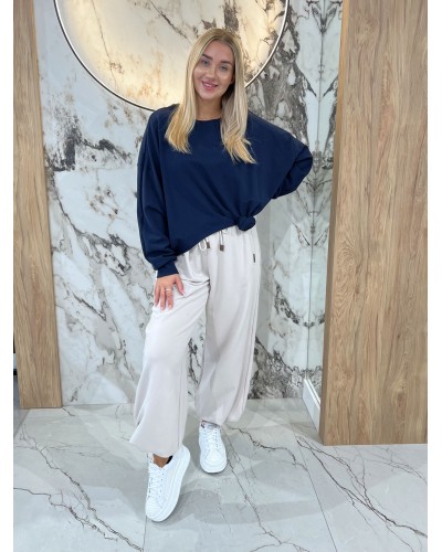 Bluza asymetryczna z różą By o la la...! granatowa