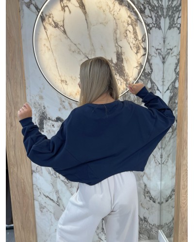 Bluza asymetryczna z różą By o la la...! granatowa