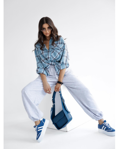 Koszula w kratę By o la la...! niebieska