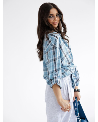 Koszula w kratę By o la la...! niebieska