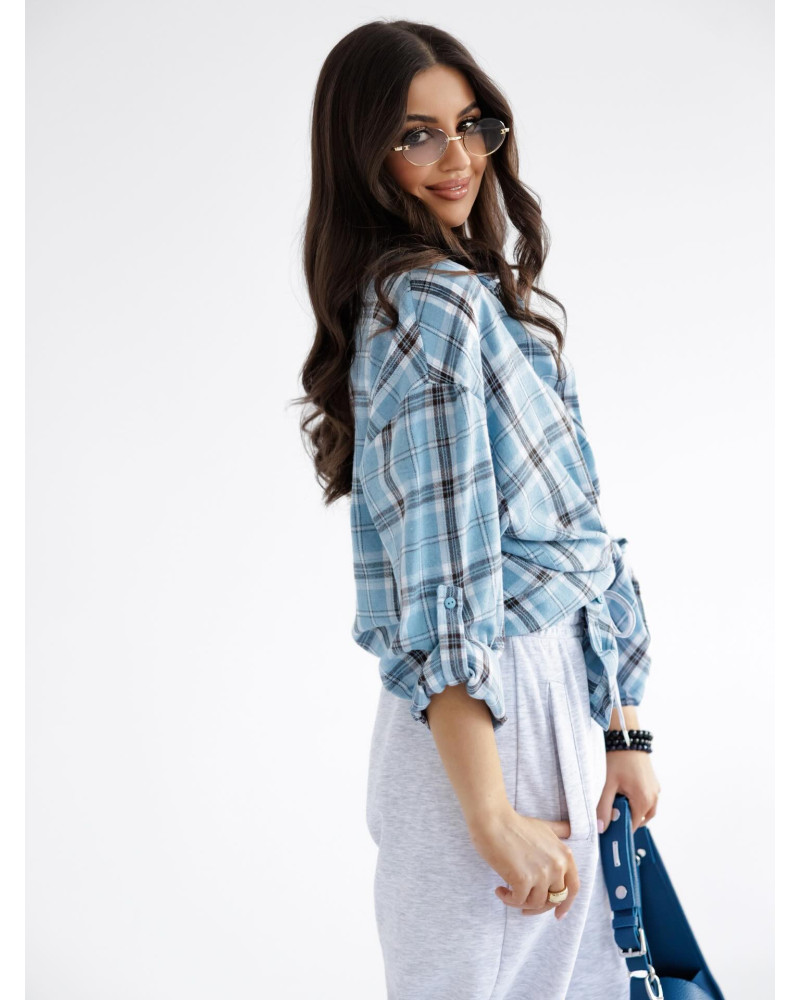 Koszula w kratę By o la la...! niebieska
