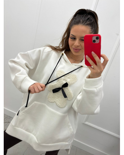 Bluza ocieplana z misiem Mi Mi śmietankowa