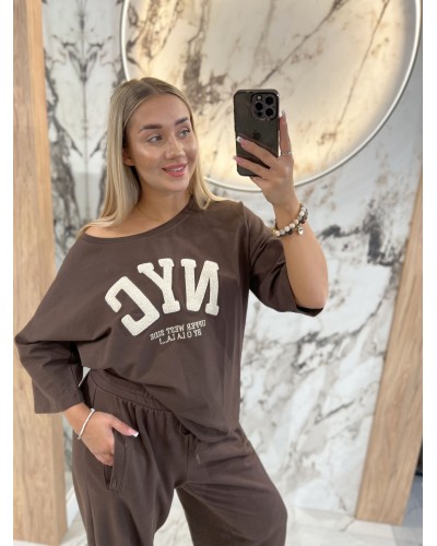 T-shirt NYC By o la la...! chocomus z beżem