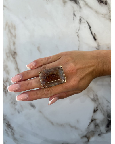 Pierścionek Melody brązowy z beżem